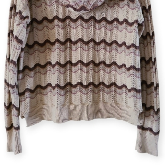Heartloom Elias Chevron Pattern Knit Hooded Sweater Tan Brown 100% Cotton - Picture 12 of 17